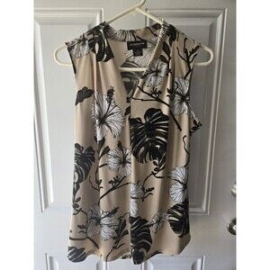 Liz Claiborne sleeveless Career blouse floral v-neck M
